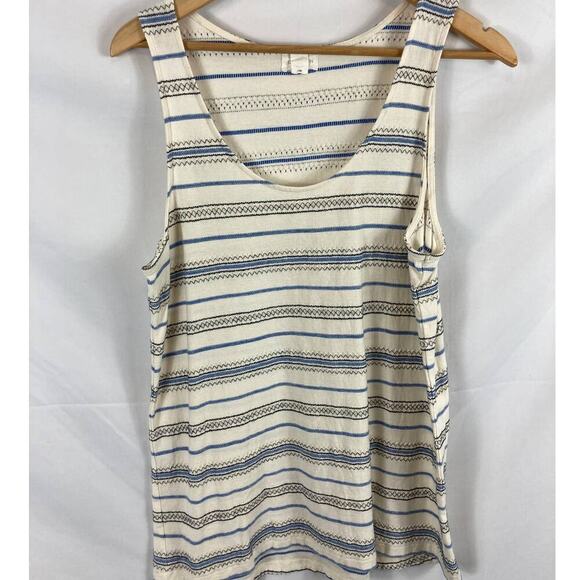 Caslon Embroidered Stripe V Neck Tank size Large - Picture 1 of 5